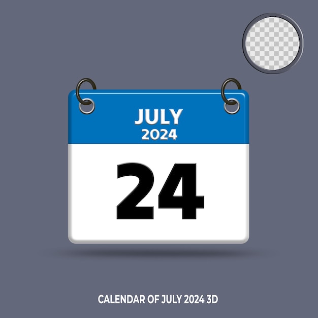 PSD 3d calendar date of july 2024