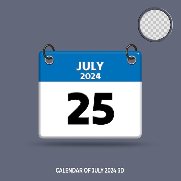 PSD 3d calendar date of july 2024