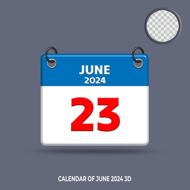 PSD 3d calendar date of june 2024