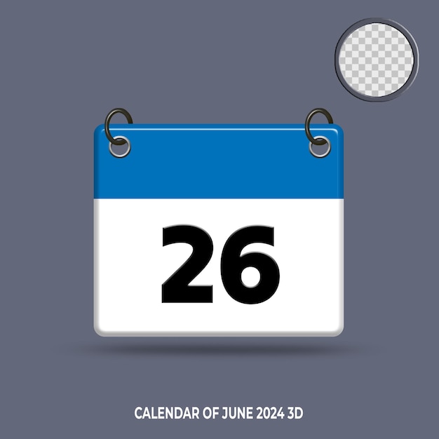 PSD 3d calendar date of june 2024