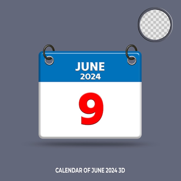 PSD 3d calendar date of june 2024