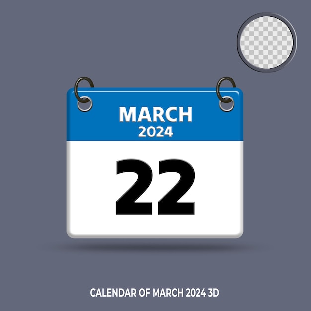 PSD 3d calendar of date march 2024