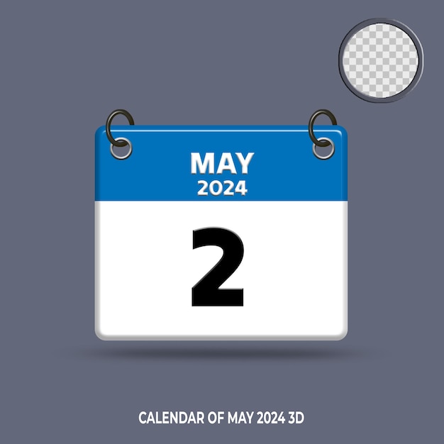 3d calendar of date may 2024