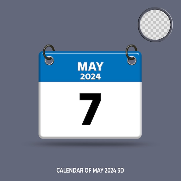 3D CALENDAR OF DATE MAY 2024