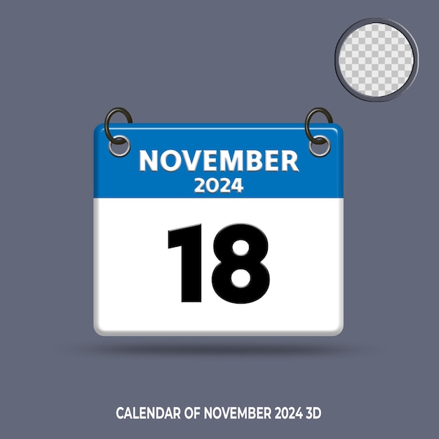 3D CALENDAR DATE OF NOVEMBER 2024