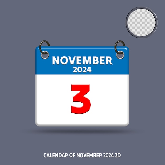 Calendario 3d data di novembre 2024