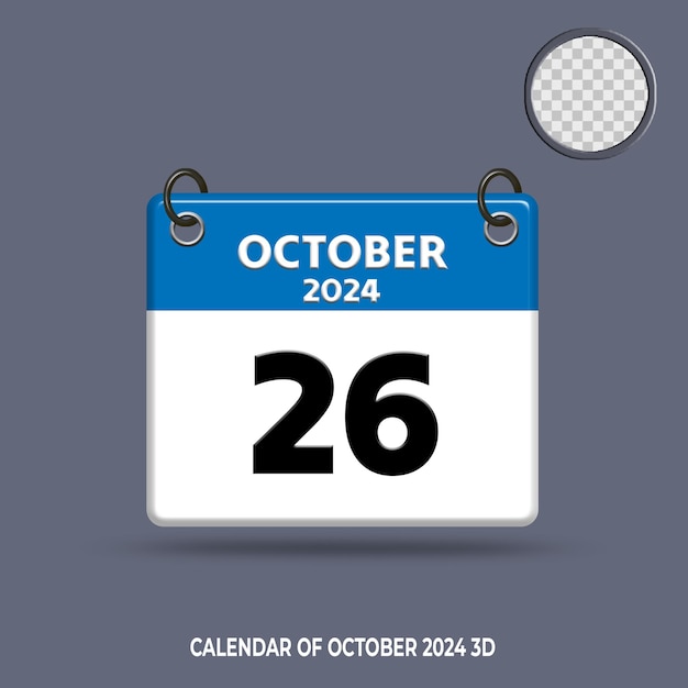 PSD 3d calendar date of october 2024