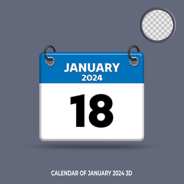 2024 年 1 月の 3d カレンダーの日付