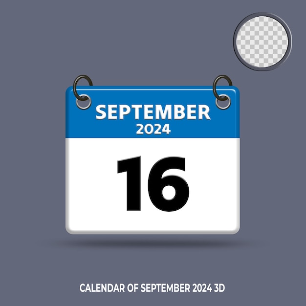 3d calendar date of september 2024