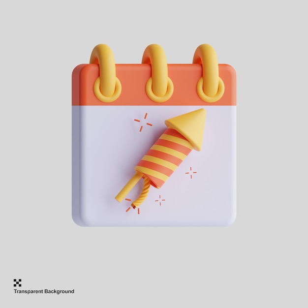 3d calendar firework icon