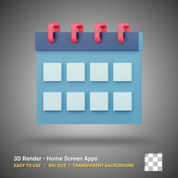 3d calendar icon illustration with isolated design