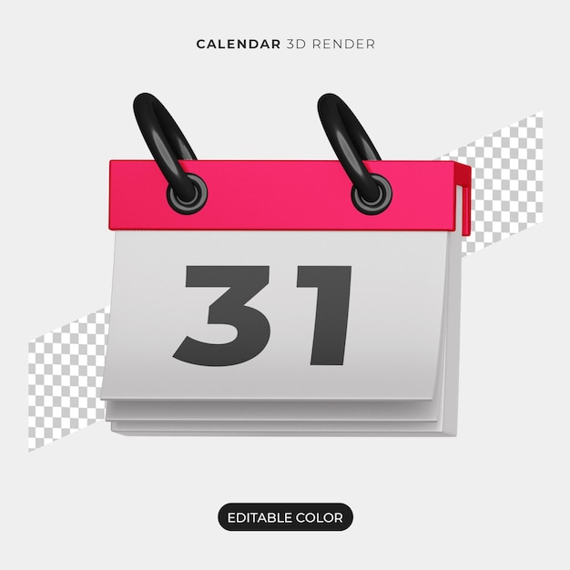 3d calendar icon mockup isolated