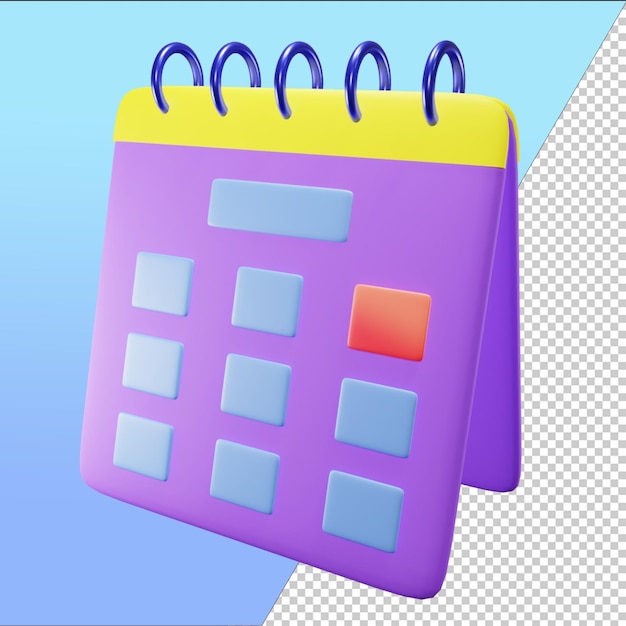 3D calendar icon rendering illustrator