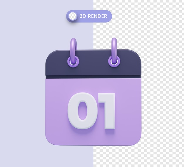 PSD 3d calendar icon start date from 01 or first day