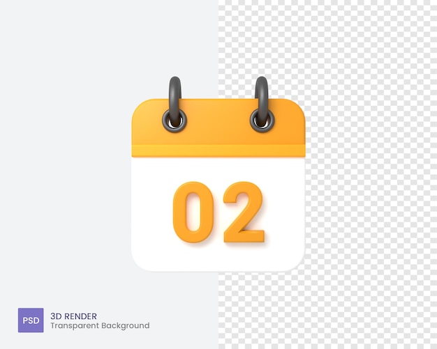 3d calendar icon start date from 02