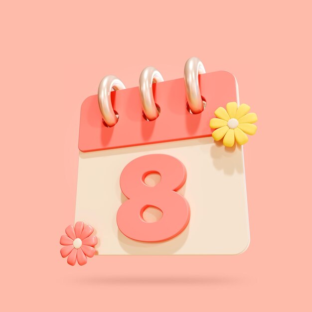 PSD 3d calendar number eight