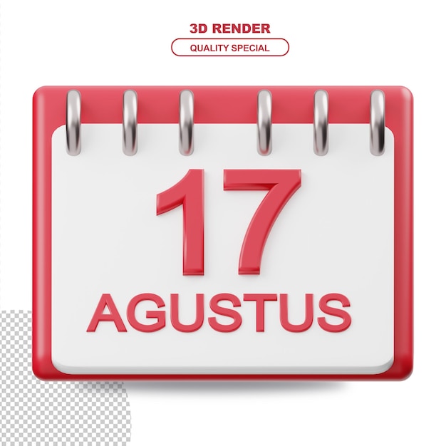 PSD calendario 3d con 17 agosto