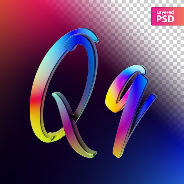 PSD lettera di colore arcobaleno calligrafico 3d