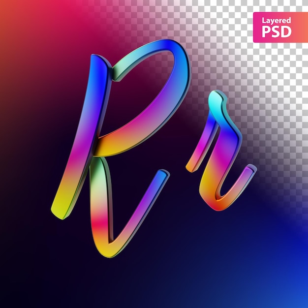 3d calligraphic rainbow color letter