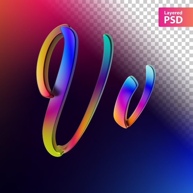 3d calligraphic rainbow color letter