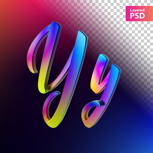PSD lettera di colore arcobaleno calligrafico 3d
