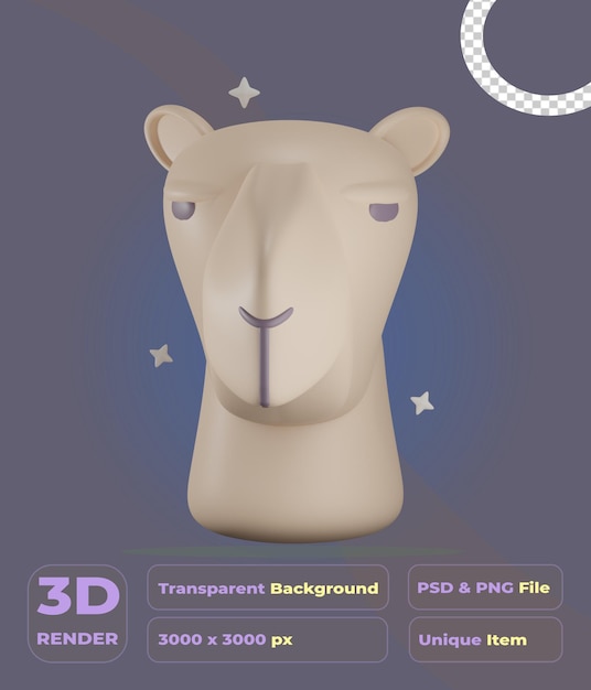 PSD 3d иллюстрация верблюда с прозрачным фоном