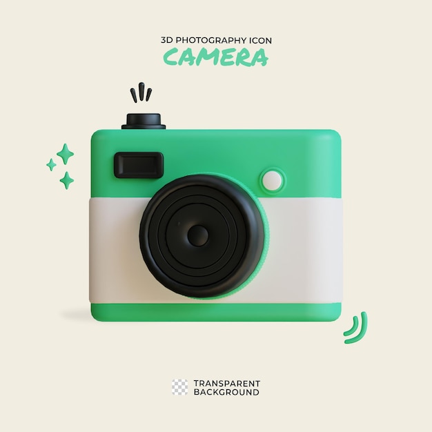 3d camera bag icon in green with clear background