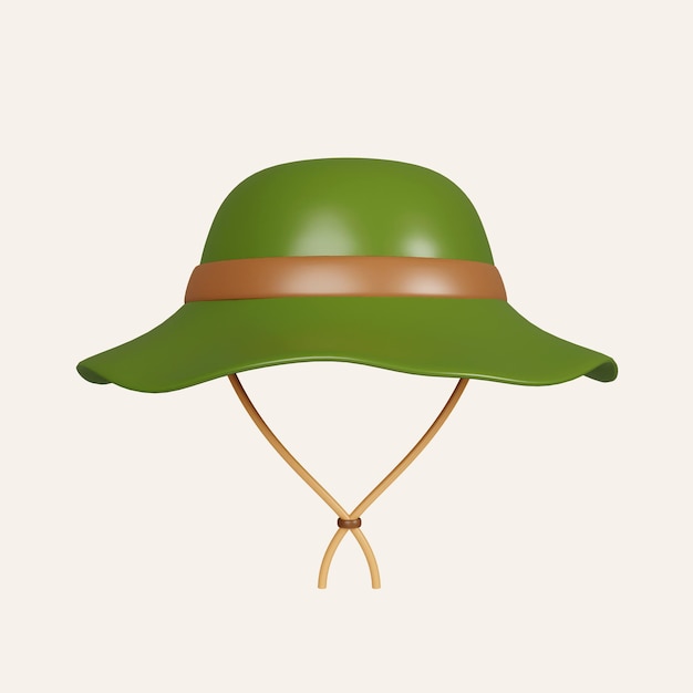 PSD 3d camping hat elements for camping hiking summer camp traveling trip icon isolated on white background 3d rendering illustration clipping path