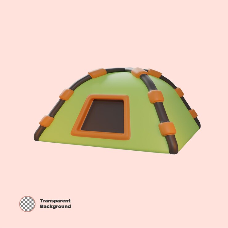 PSD 3d рендеринг иконки палатки для кемпинга