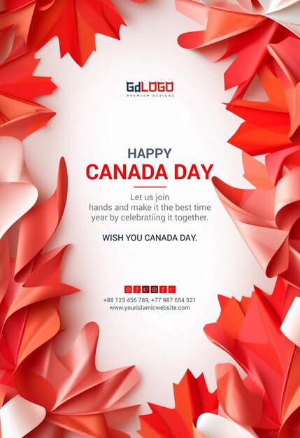 PSD 3d canada day celebration social media post design