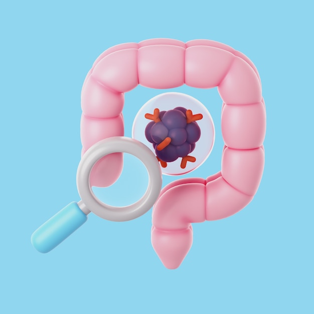 Icona del cancro 3d con il colon