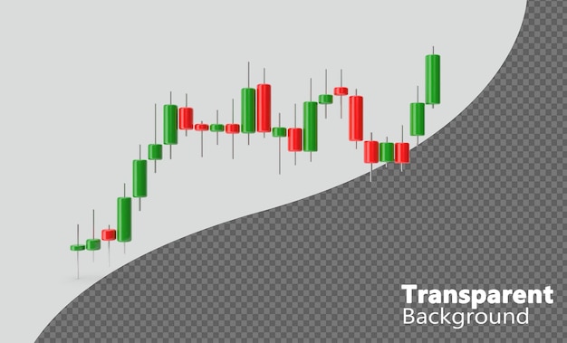 3d candlesticks charts on transparent background