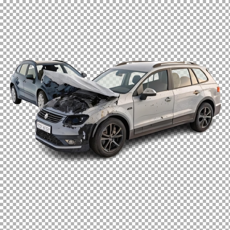 PSD 3d car crash transparent background