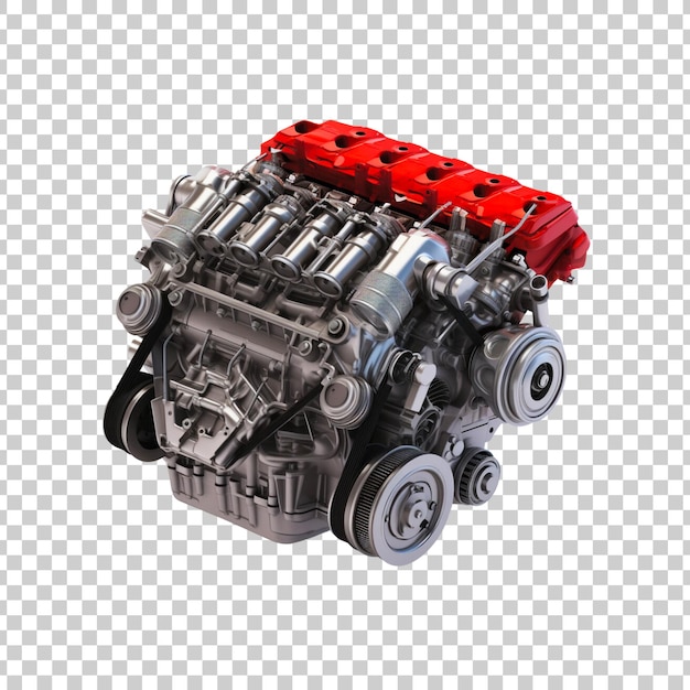 PSD 3d 자동차 엔진은 랜스파렌트 배경에 고립되어 있습니다.