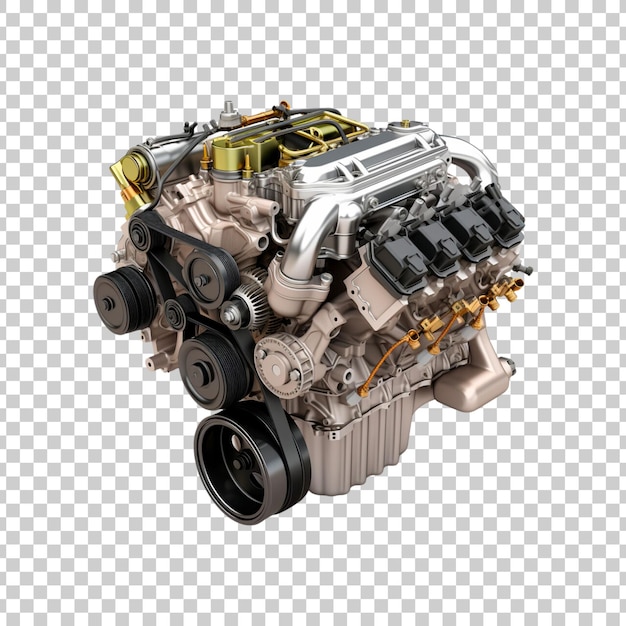 3d car engine isolated on a ransparent background