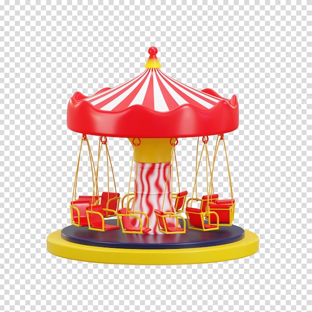 PSD 3d-carousel-icon-concept van een pretpark 3d-illustratie