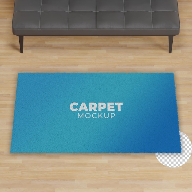 3d carpet in a room with a sofa mockup