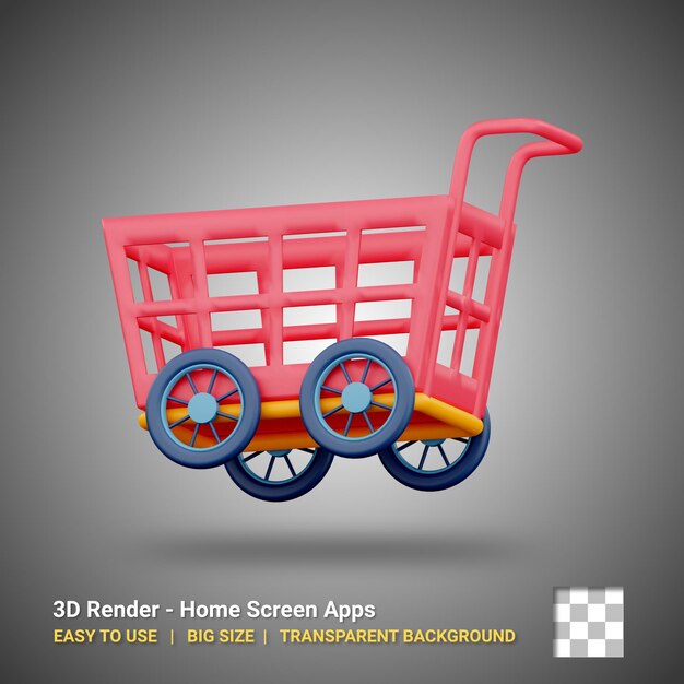 PSD 3d cart icon illustration with isolated design