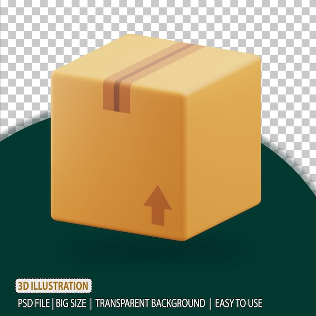 3d carton icon delivery rendering with transparent background