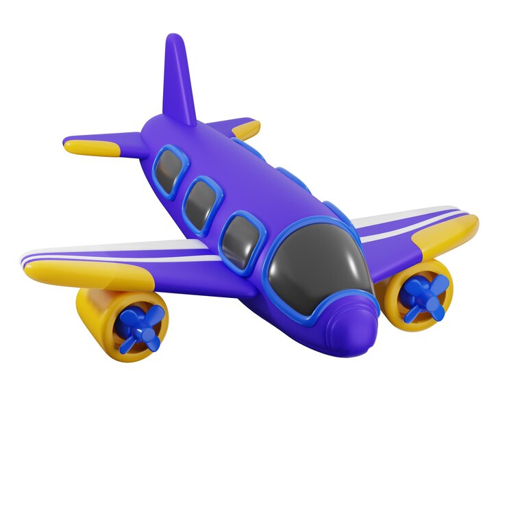PSD 3d cartoon airplane in blue and yellow