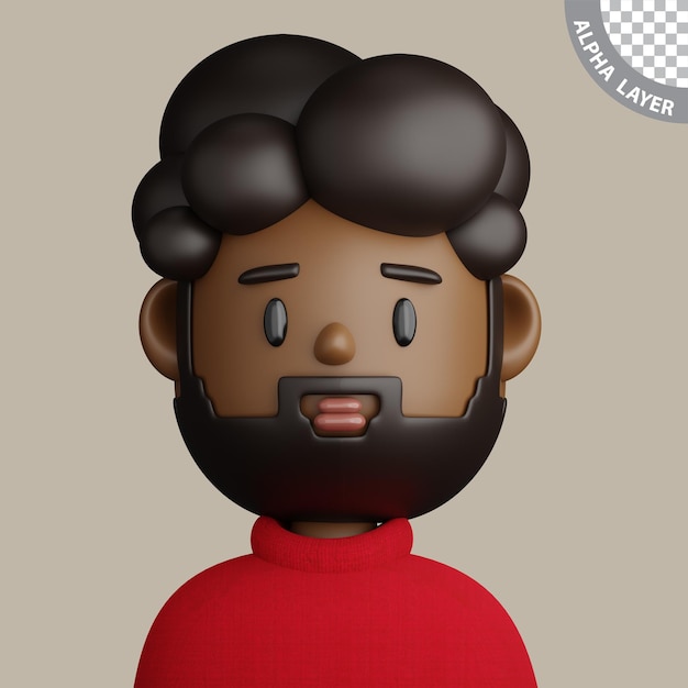 3D cartoon avatar of bearded black man