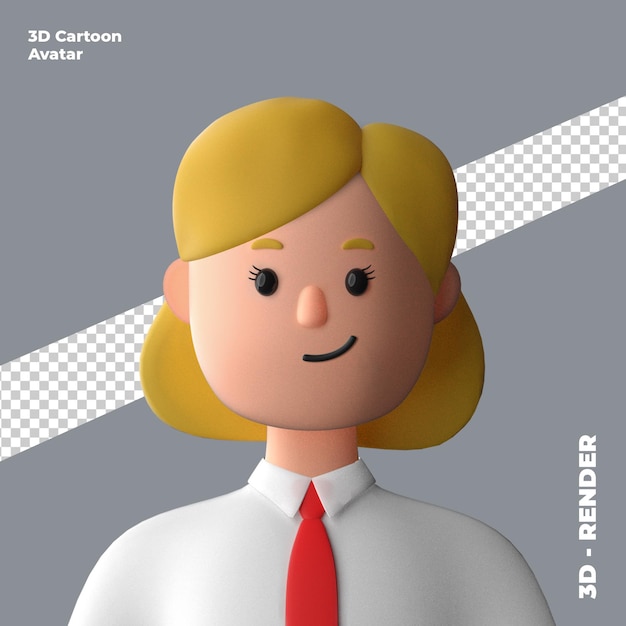 3d cartoon avatar geïsoleerd in 3d-rendering