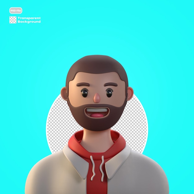 3d-cartoon avatar geïsoleerd in 3d-rendering