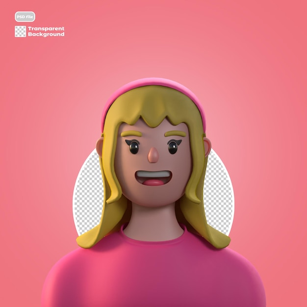 3d-cartoon avatar geïsoleerd in 3d-rendering