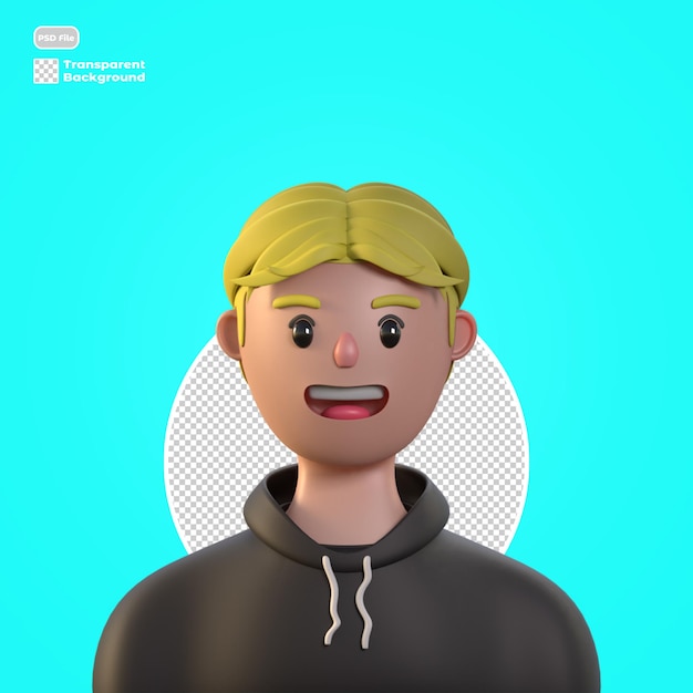 3d-cartoon avatar geïsoleerd in 3d-rendering