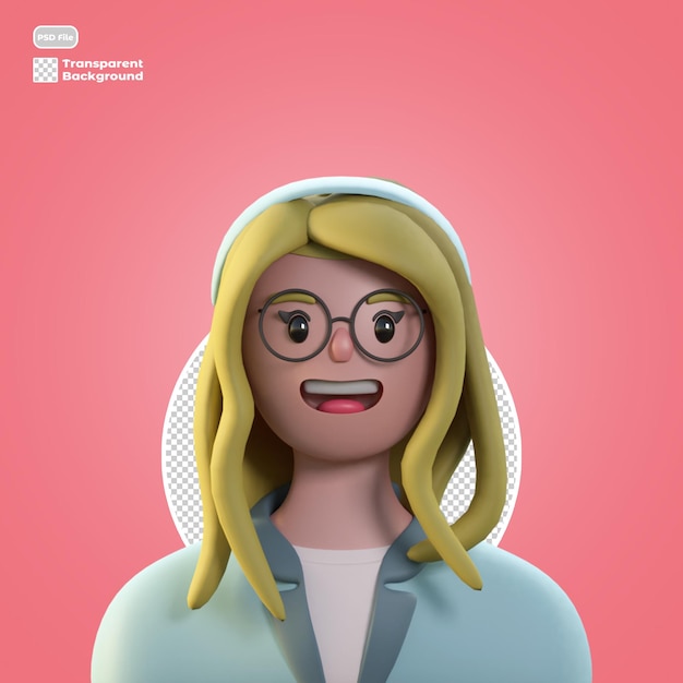 3d-cartoon avatar geïsoleerd in 3d-rendering