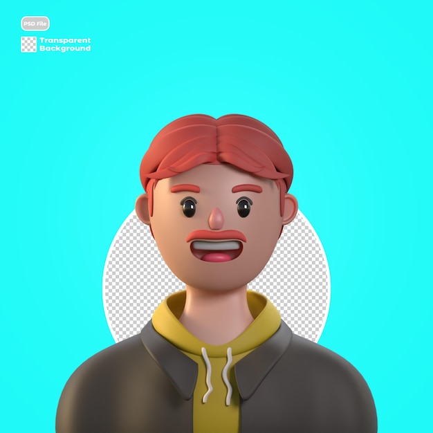 3d-cartoon avatar geïsoleerd in 3d-rendering