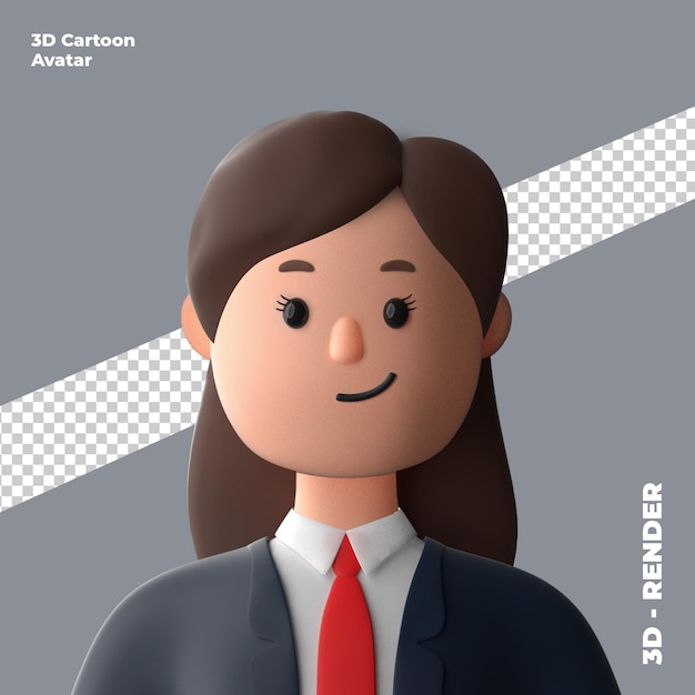 3D Cartoon Avatar Isolated in 3D Rendering