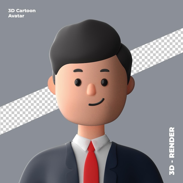 PSD 3d cartoon avatar isolated in 3d rendering