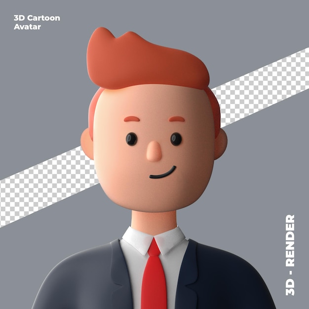 3D Cartoon Avatar Isolated in 3D Rendering